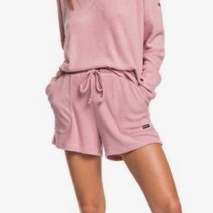 Roxy Staying In Cozy Rib Knit Shorts / light pink / mauve